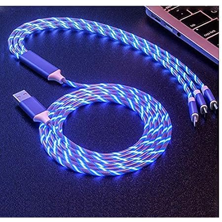 Amazon Co Jp マルチ3イン1 Led流れる光る充電ケーブル ライトアップ充電器 4フィート 車用充電ケーブル Usbケーブル Type C Android Ios対応 パソコン 周辺機器