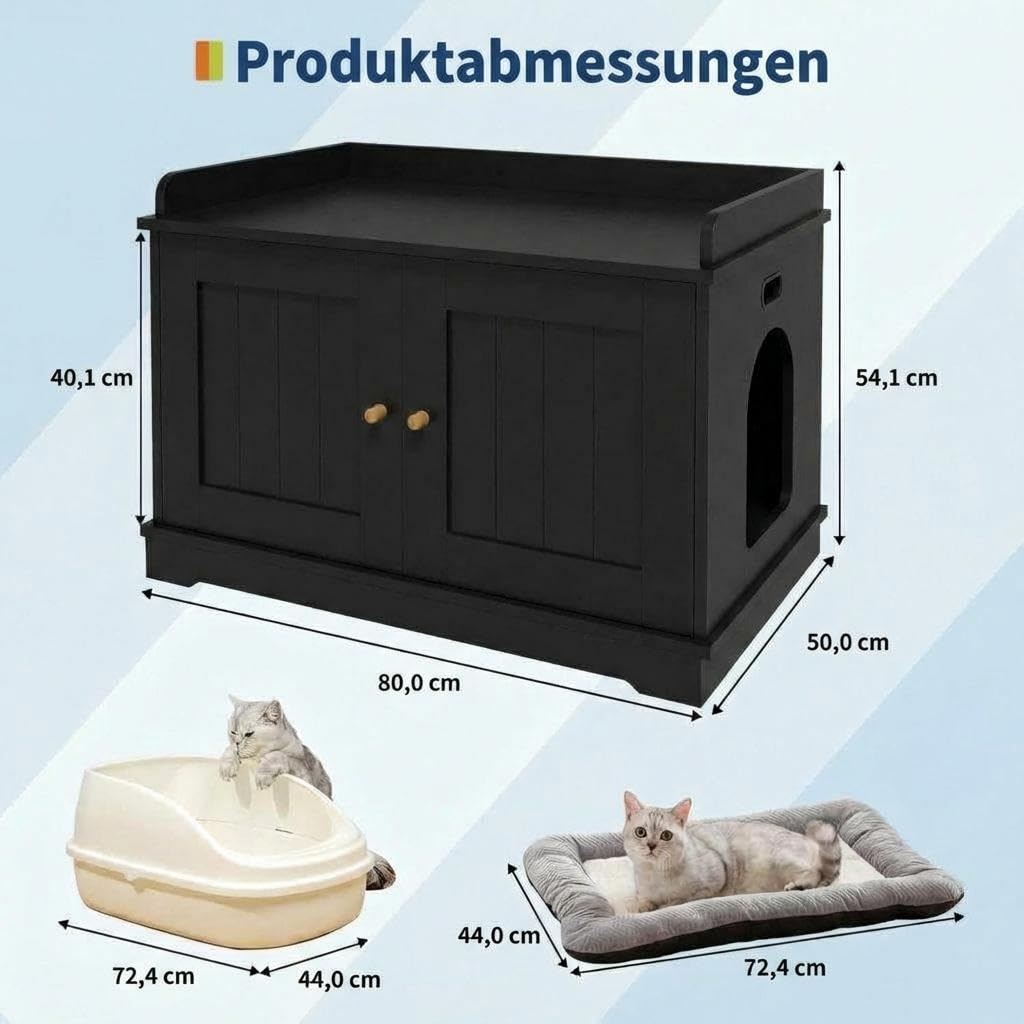 Garvee Hundesicheres Katzenklo Schrank mit Scheunentor – Modernes Katzenhaus & Endtisch – Große Innen-Katzenklo Abdeckung, Versteck für Katzenstreuboxen, Ideal zur Aufbewahrung – Weiß oder Grau