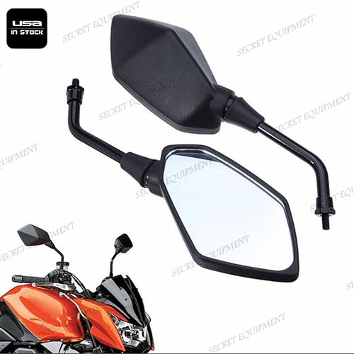 Miniatura 2 de semt- motocicleta negro izquierda y derecha Retrovisor Espejos para Kawasaki Z1000 Z750 KLE VERSYS 650 ZRX1100 ZRX1200 er6bER-6 N Zephyr 1100750