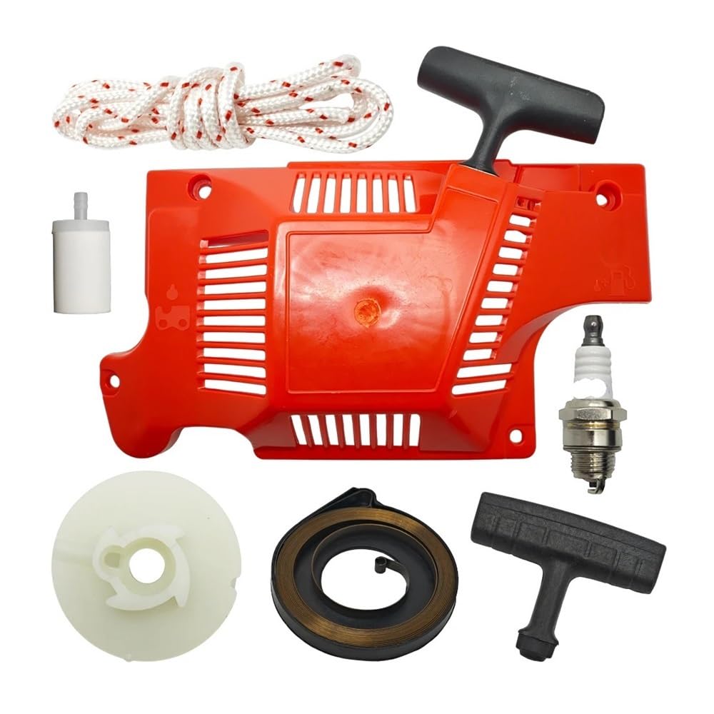 Polea de Arranque de Retroceso, Mango de Cuerda, Resorte de Agarre, Filtro de Combustible, Kit de bujías Apto for Piezas de Repuesto de Motosierra 50 51 55
