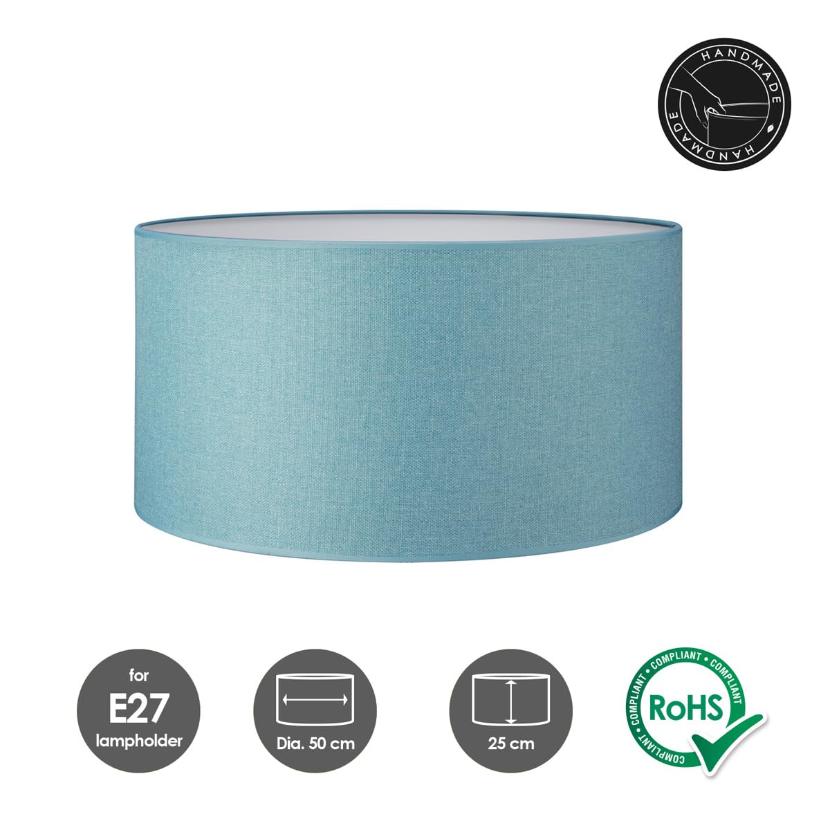 home sweet home collection rund Canvas Stofflampenschirm Textilschirm Baumwolleschirm Für E27 Fassung Durchmesser 50cm Höhe 25cm Blau Für alle Innenraumen IP20 Ohne Leuchtmittel F504550-14