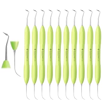 Fissura LM Arte Composite Dental Instrument, Stainless Steel, Ergonomic Silicone Handle, Precision Sculpting Tool for Restorations - Set of 10