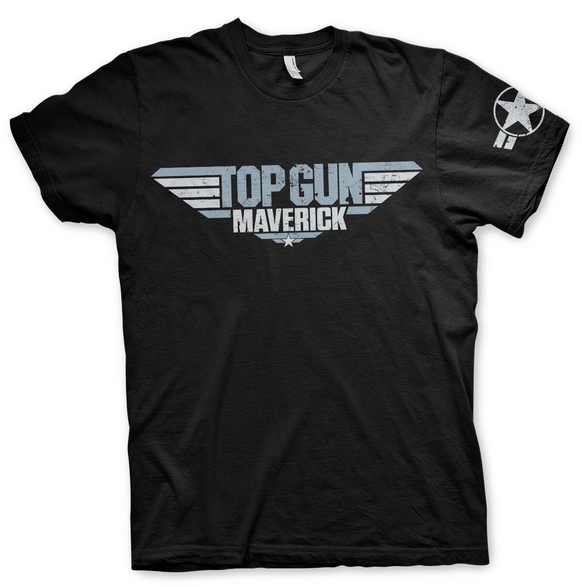 Top Gun: Maverick Officially Licensed Distressed Logo Mens T-Shirt (Black), Small