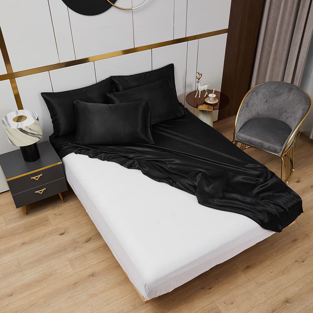 Dushow Satin Bed Sheets Double Size Sheets Set Satin Silky | South Africa