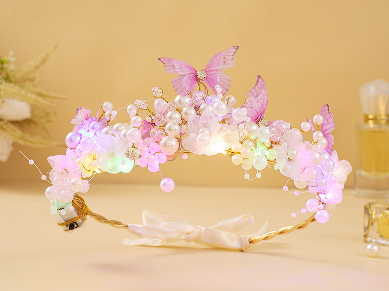 Light Up Butterfly Crown Headband Fairy Hair Accessory for Women Girls Colorful Butterfly Crown Headband, Fairy Costume Hair  main image 4