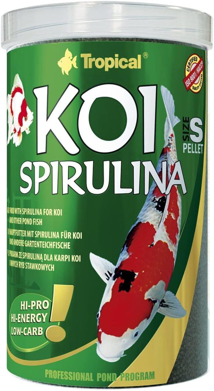 KOI SPIRULINA PELLET SIZE M 1000ml / 320g - alimento per pesci da laghetto di grandi dimensioni, contenuto di proteine facilmente digeribili provenienti, spirulina e dall'erba medica giovane.