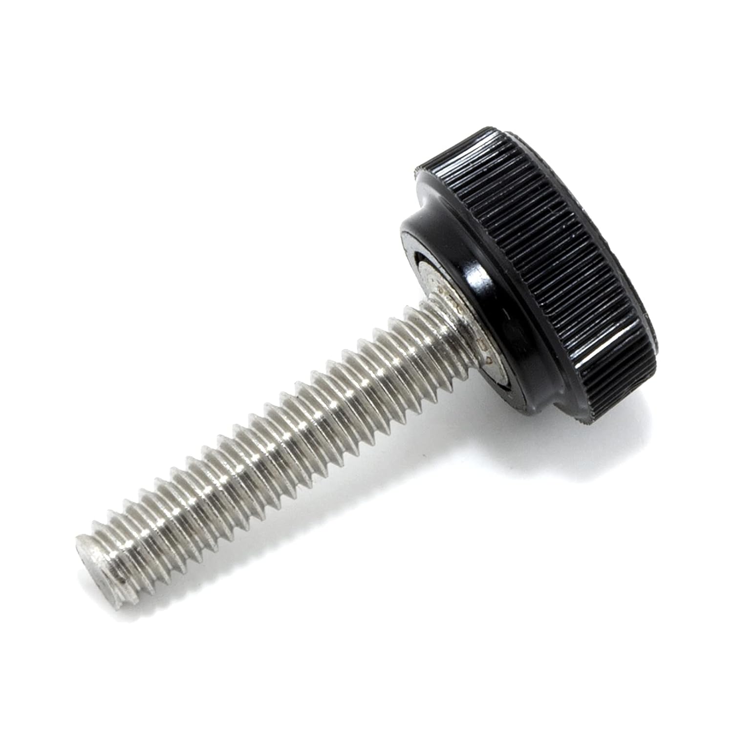 #8-32 x 3/4" Thumb Screw Stainless Steel - Black Knurled Round Plastic Knob - Standard/Coarse Thread Thumbscrew - Length: 0.750" - Proudly Built in USA - Package of (25)