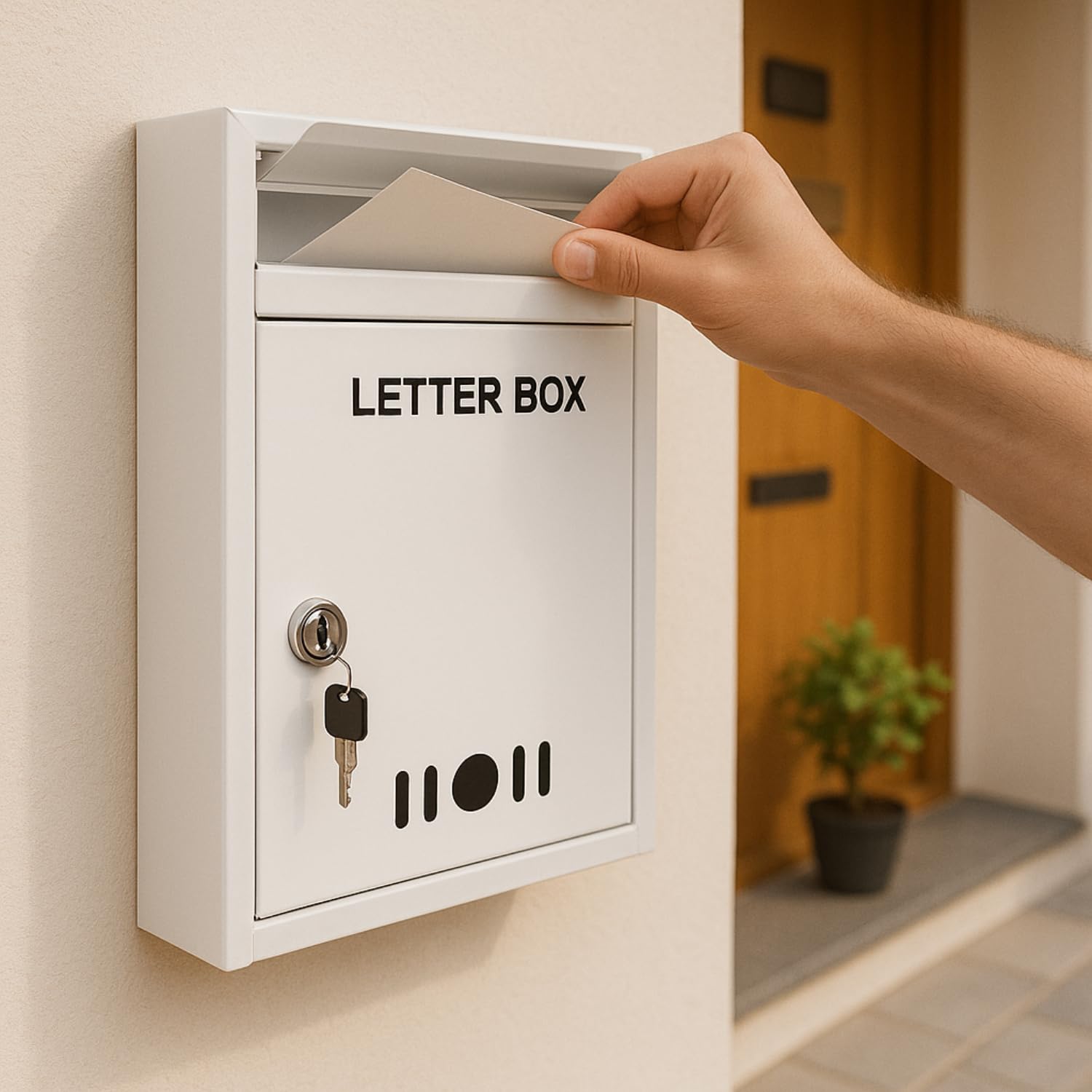 HOMIFLY Wall Mount A4 Size Letter Box/Mail Box/Suggestion Box/Complaint Box for Office/Post Box for Home gate with Clear Window View & Secure Key Lock - (Ivory)