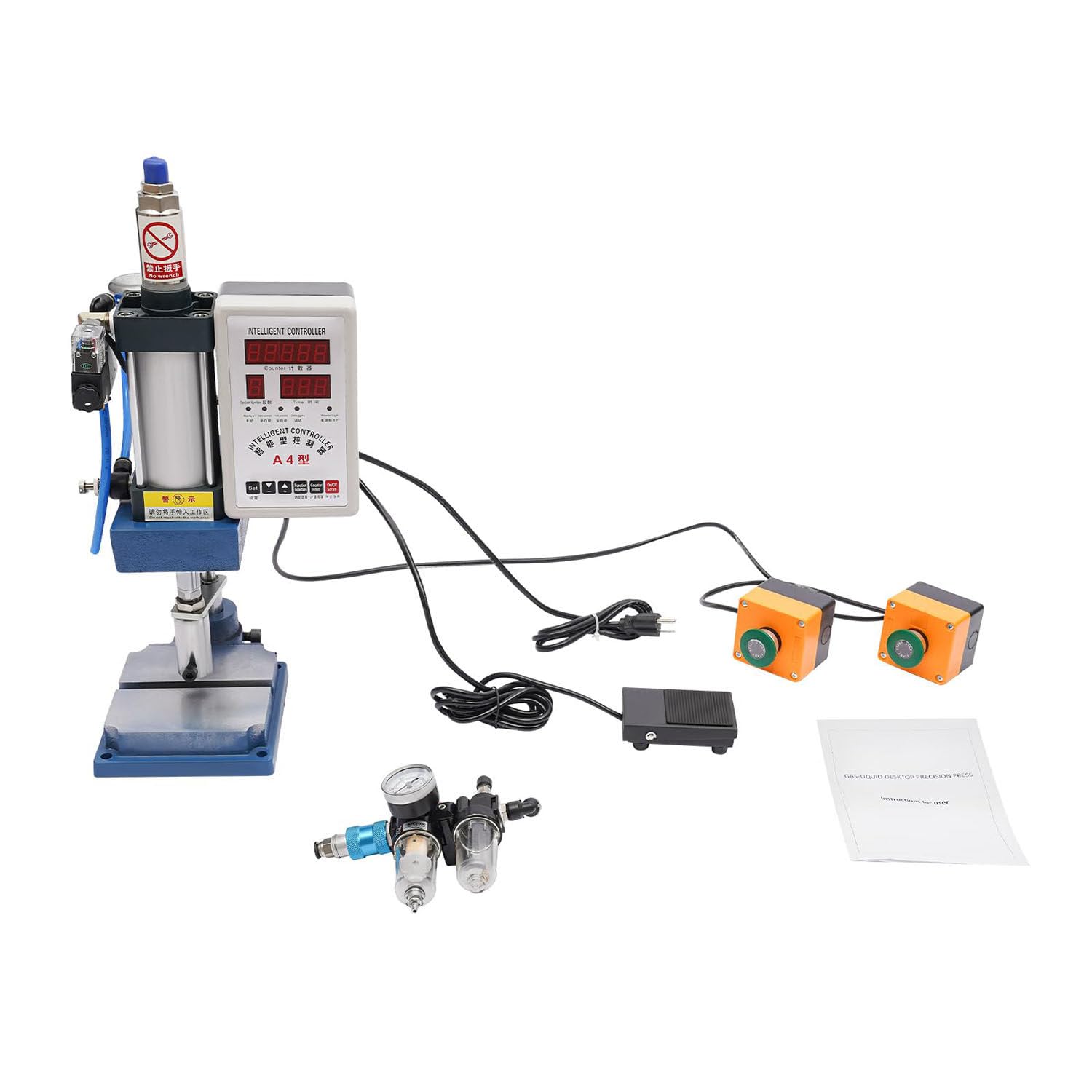 Pressa punzonatrice pneumatica, pressa punzonatrice da tavolo a doppio controllo digitale da 440 libbre con controller di visualizzazione 0,15-0,8 MPa