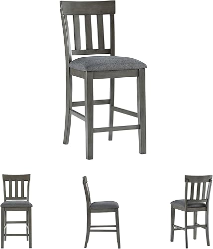 Miniatura 7 de Signature Design by Ashley Hallanden Modern Farmhouse - Taburetes de bar tapizados de 25.75 pulgadas de altura de mostrador, juego de 2, gris oscuro