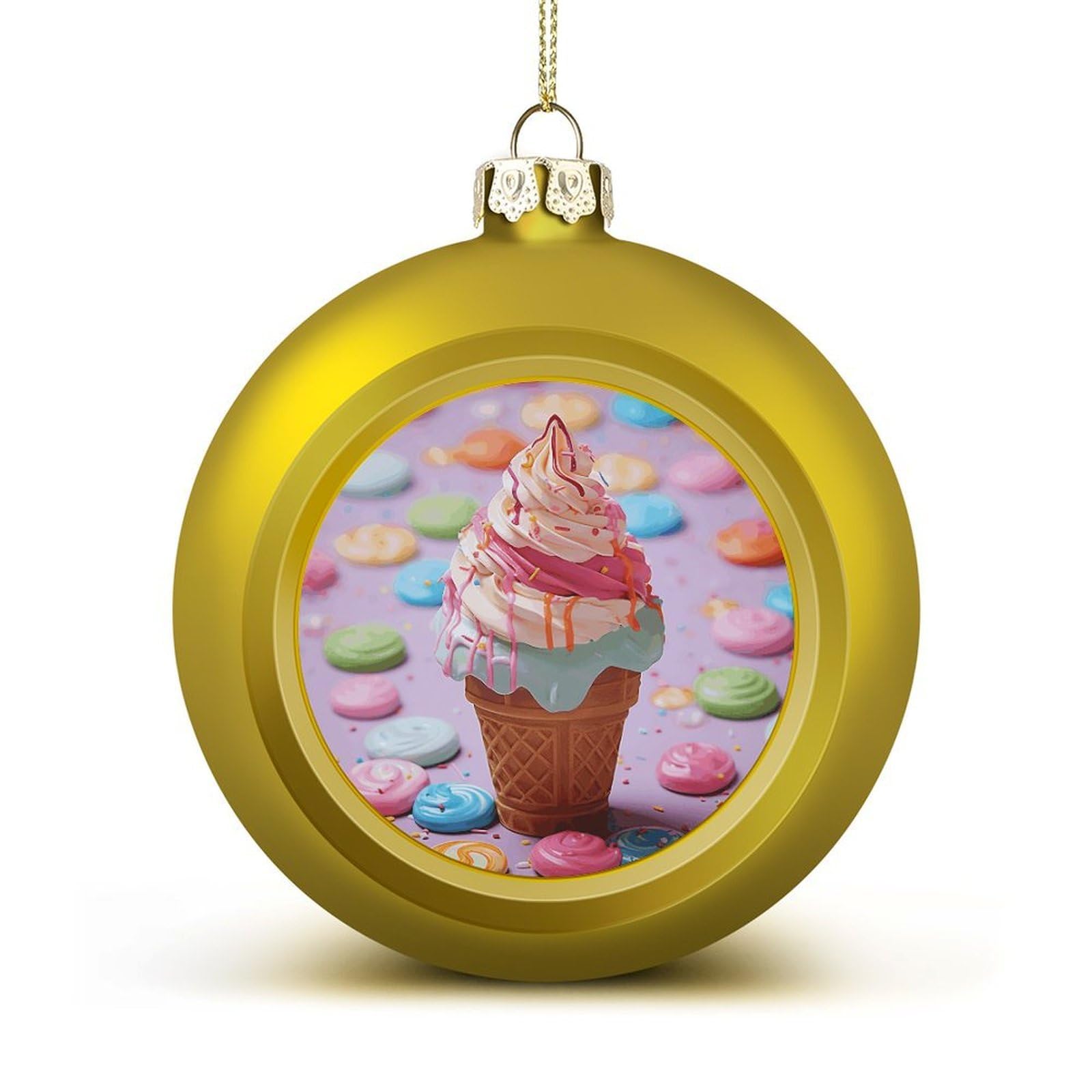 Boule de Noël crème glacée en plastique incassable pour décoration de sapin