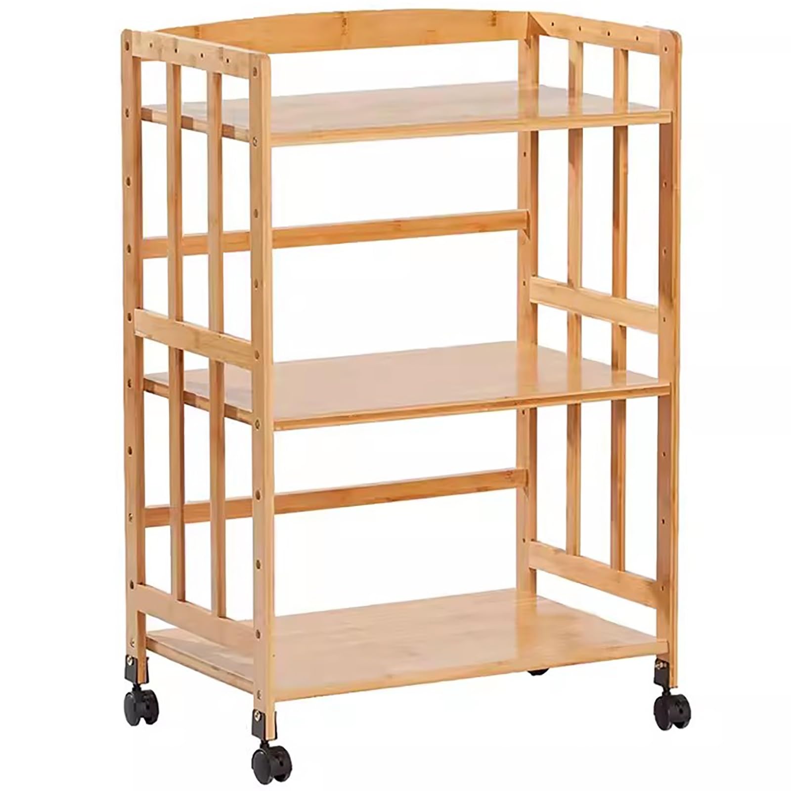 Étagère d'angle réglable en hauteur avec roulettes 5 niveaux en bambou pour lecteurs TV, lecteurs DVD, boîtes de câbles, support de rangement pour matériel audio