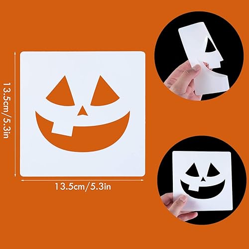 Miniatura 2 de Zonon 27 plantillas de pintura de Halloween, plantillas de plástico, plantillas de expresión de calabaza reutilizables, plantillas de dibujo