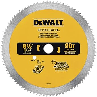 DEWALT Circular Saw Blade, 6 1/2 Inch, 90 Tooth, Vinyl