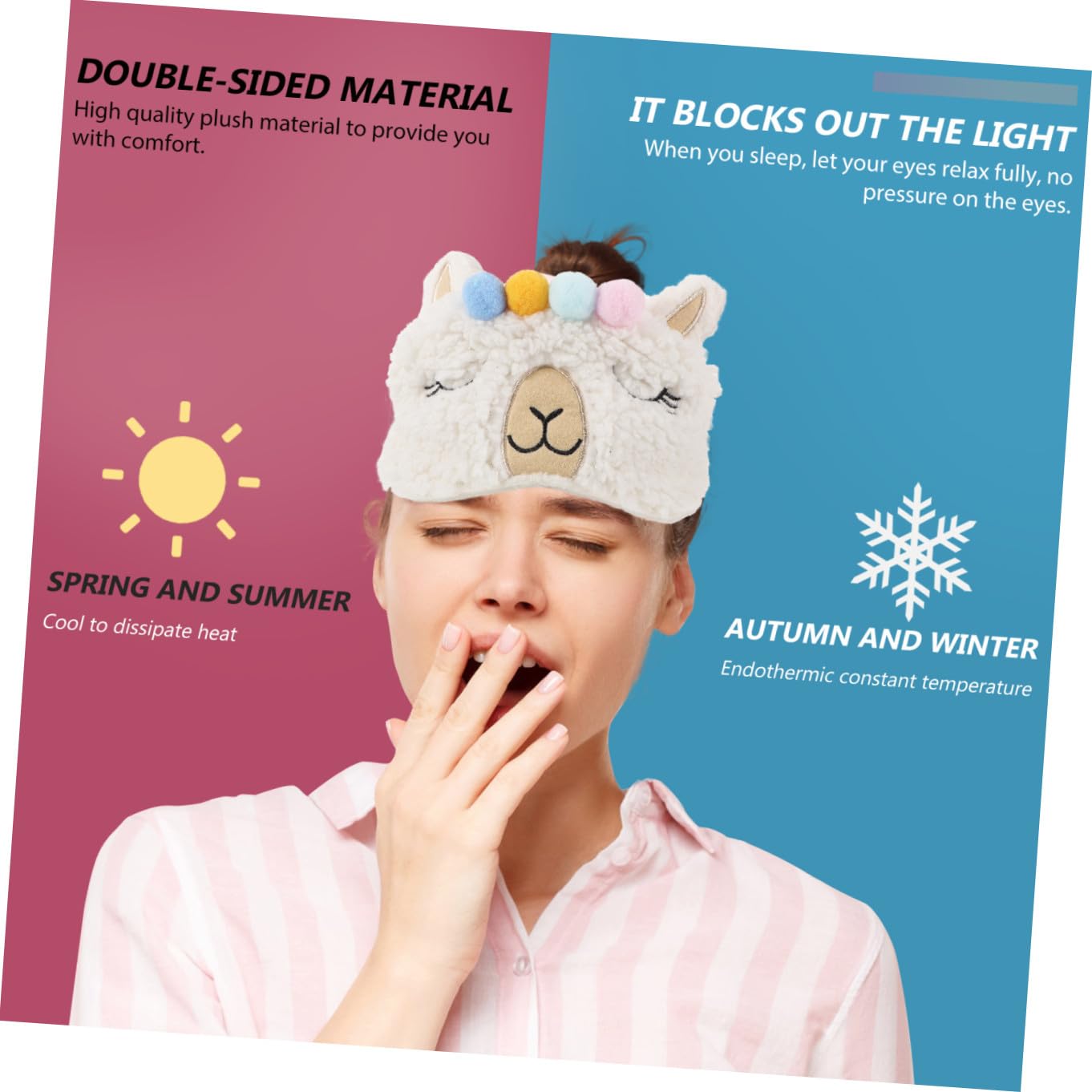 GLEAVI 3er-set Schlafmaske Im Alpaka-design Satin-augenmasken-set Bequeme Schlafmasken Für Unterwegs Lichtdichte Alpaka-form Block-out-augenmaske Zum Schlafen 2 Stück * 3