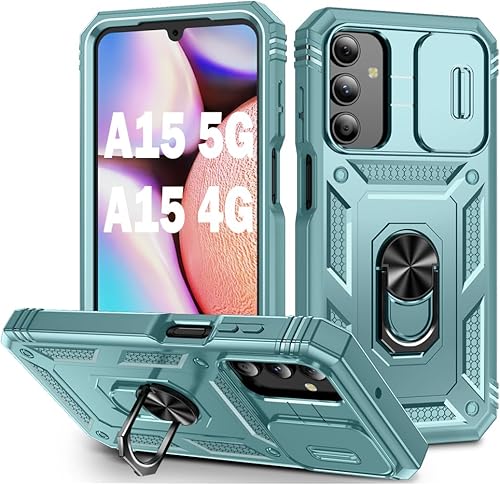 Miniatura 26 de PASNEW Funda para cámara Samsung Galaxy A15 5G, soporte metálico de grado militar, resistente a prueba de golpes, carcasa rígida para Samsung A15