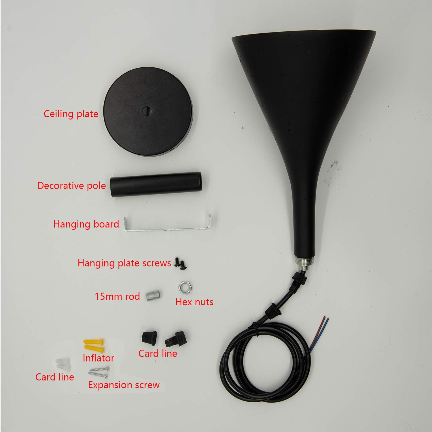 Vecys Lámpara Colgante E27 Lámpara Araña Embudo Resina Imitación Cemento, Lamparas de Techo Colgantes Modernas para Oficina, Restaurante, Cafetería, Bar, hotel, Restaurante Ligero(Negro)