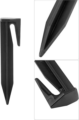 Miniatura 5 de QWORK Estacas de alambre de plástico, 200 unidades, 3.35 pulgadas, negro, punta de bayoneta, borde de jardín, clavos de césped, clavijas de alambre,