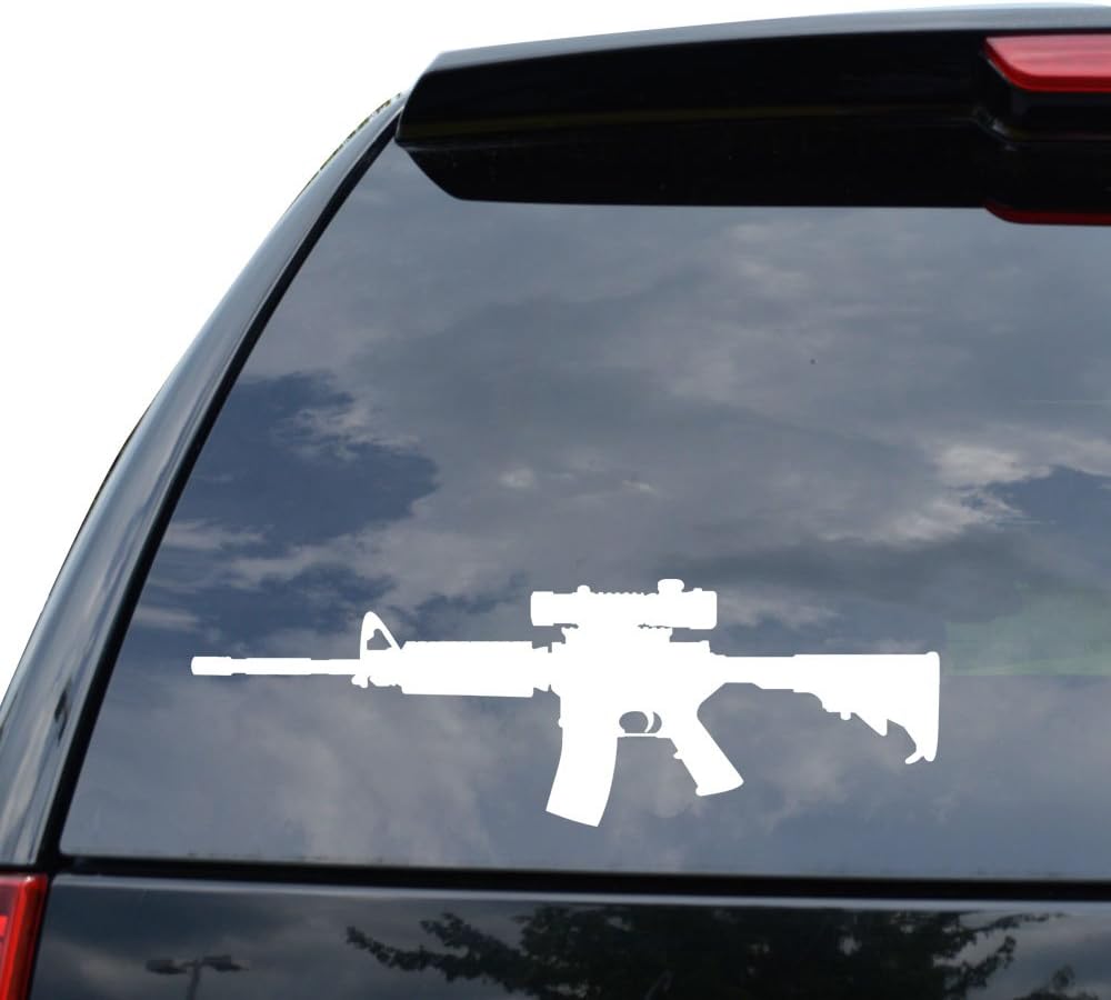 DiamondCutStickerz Ar-15 Assault Rifle Scope Decal Sticker Car Truck Motorcycle Window Bumper Laptop Wall Decor - Size (22 Inch / 56 Cm Wide) - Color Red (Glossy Finish)