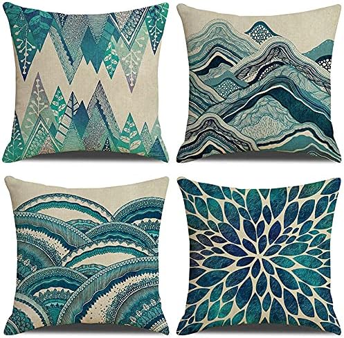 4 Pack Decorative Double-sided Yellow Daisy Cushion Covers Waterproof Vintage Flower Saying Pillow Cover Linen Outdoor Cushions Square Pillowcase for Garden Patio Bench Couch Sofa Wedding Decor