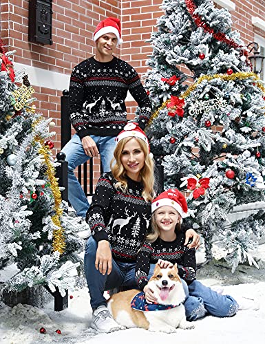Image of Aiboria Matching Family Ugly Christmas Reindeer Snowflakes Sweater Pullover for Women /Men /Boys /Girls