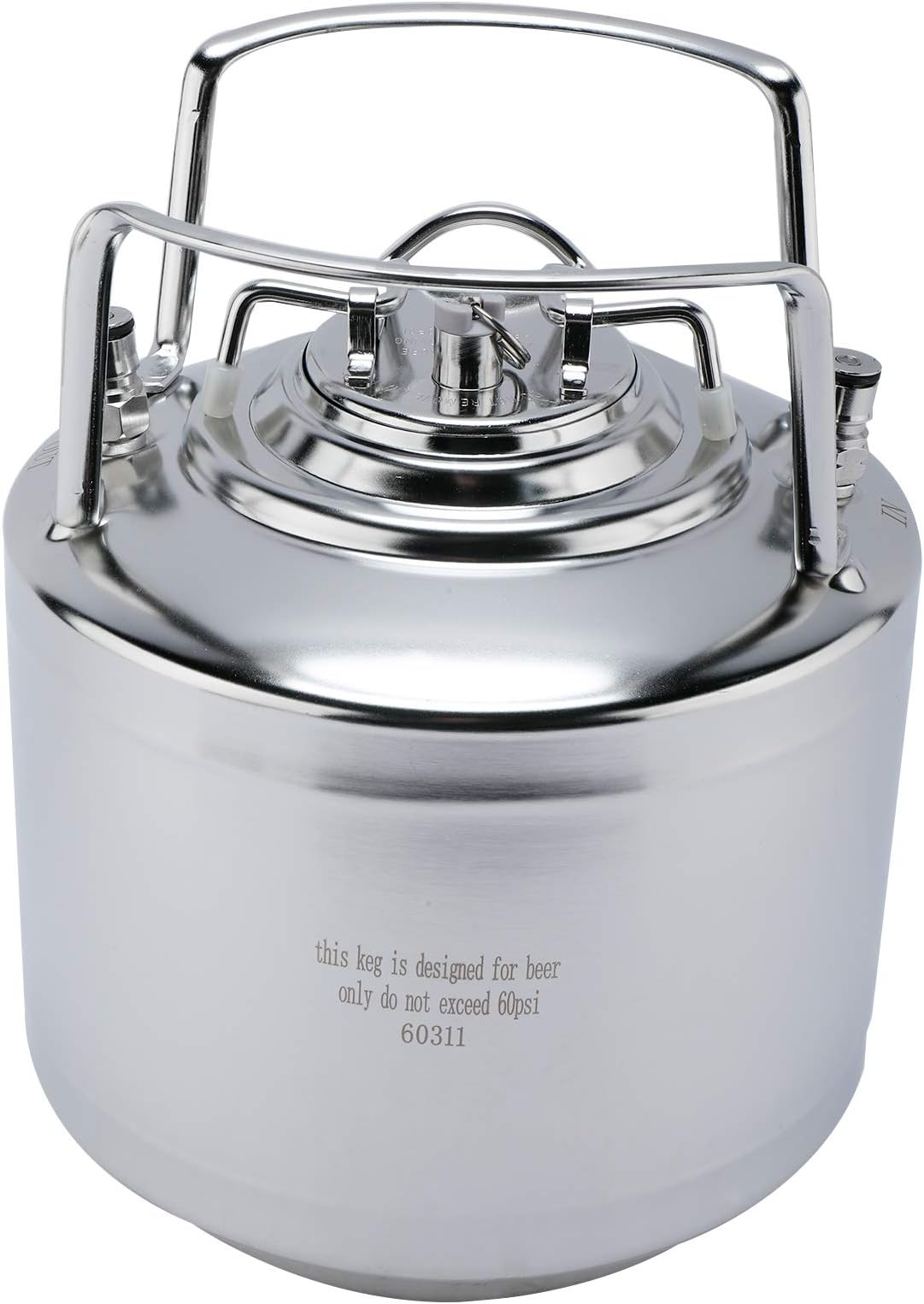 1.6 Gallon (6 L) Mini Beer Barrel 304 Stainless Steel HomeBrew Keg with Ball Lock Keg Post System