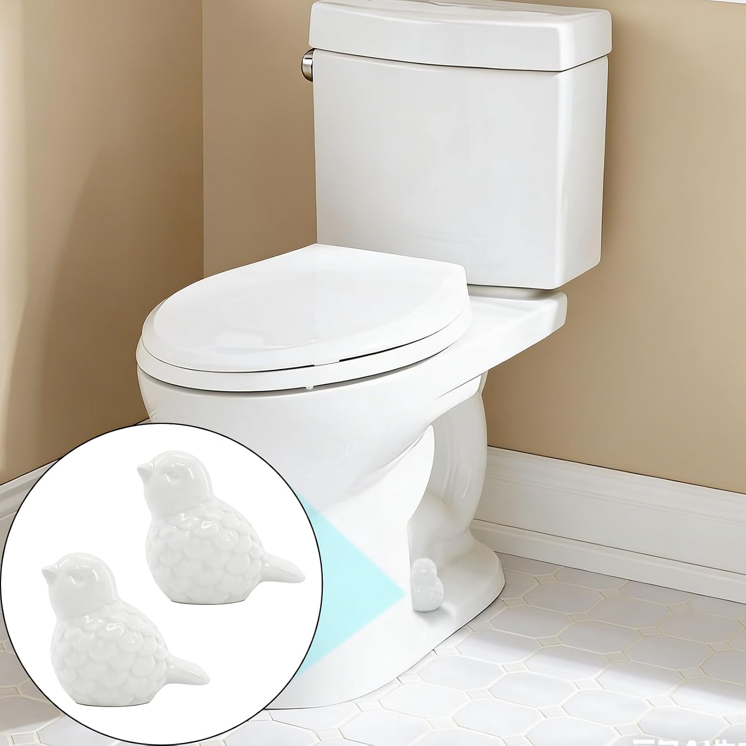 4 Pack Toilet Bolt Covers Decorative, Bird Shaped Caps for Toilets Bolts, No Tools Required Easy Installation Porcelain Ceramic Bird Toilet Knob Caps