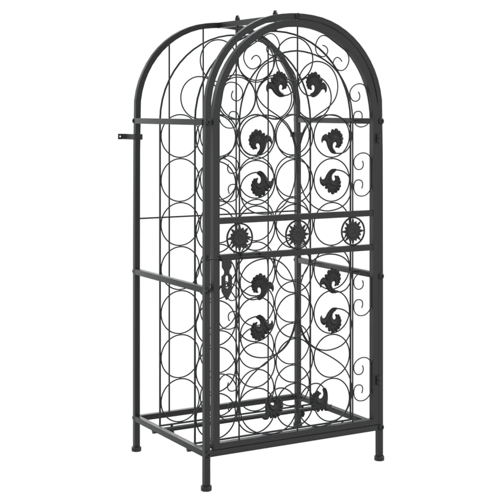vidaXL Wine Rack, Wine Shelf for 33 Bottles, Bottle Holder for Bar Kitchen, Whisky Rack Drinking Rack Wine Holder, Black Wrought Iron