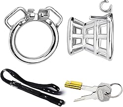 Jaula for pene en forma de embudo de acero inoxidable, anillo de bloqueo for pene, catéter masculino con Dispositivo de Castidad, cinturón sigiloso, Juguetes sexuales for hombres y adultos(40mm round