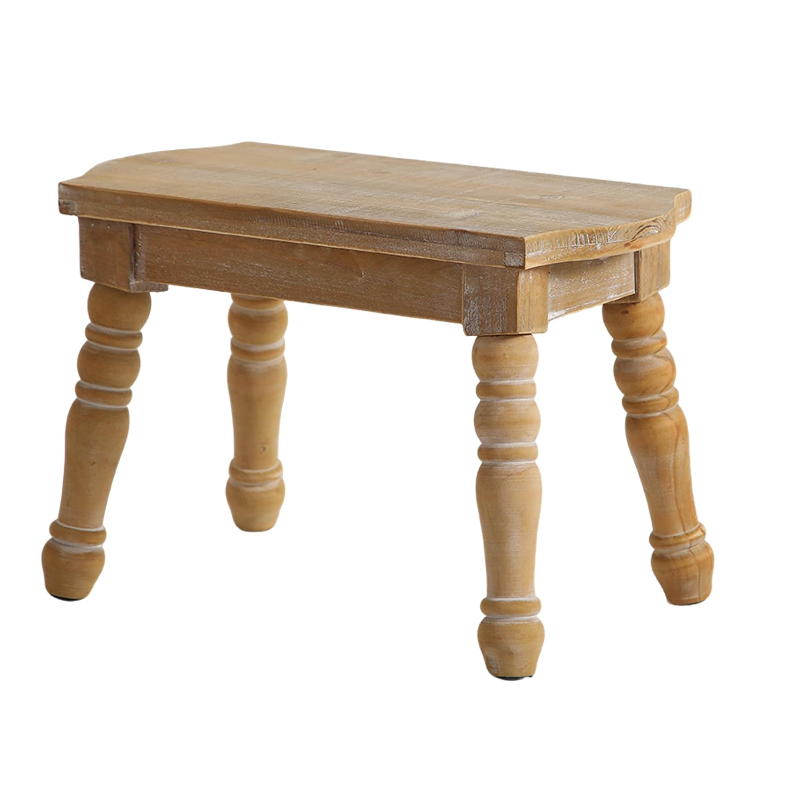 100% Solid Wood Step Stool, Rustic Farmhouse Wooden Stool for Adults, Small Plant Stool, Foot Stools for Bathroom, Kitchen, Bedroom, Plant Stand