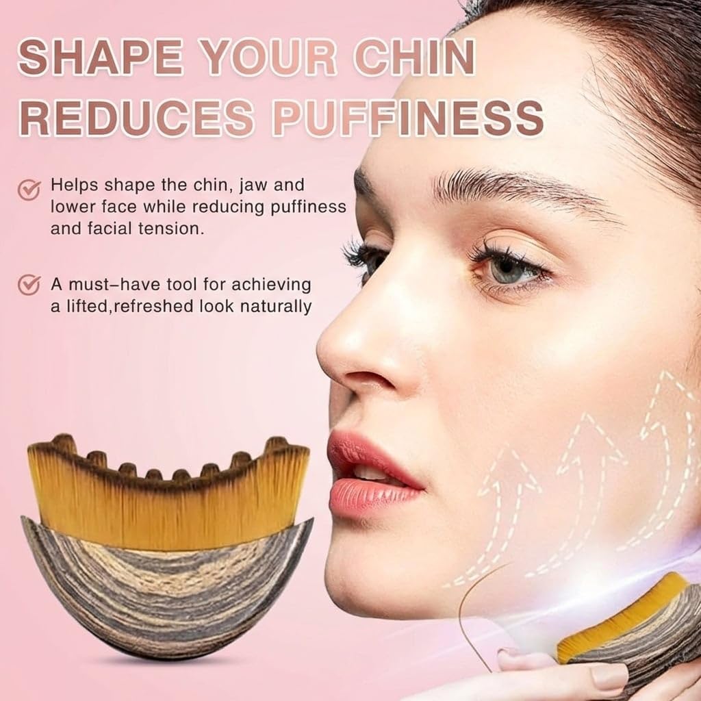2PCS Lymphatic Contour Face Brush – Gentle Vibration Facial Massager for Jawline, Chin & Contouring, Lymphatic Face Sculpting Tool for Lifting & Detox, Relaxing Facial Massage Brush for - 4