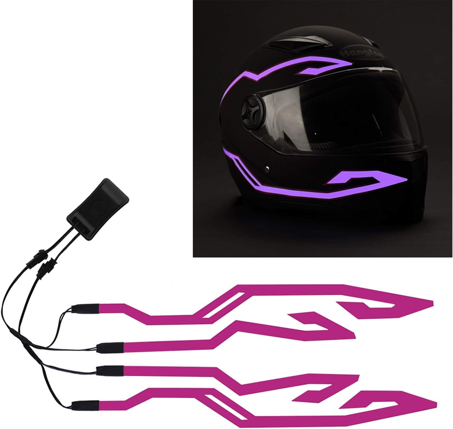 4PCS Upgrade Rechargeable Motorcycle Helmet Light, Night Riding Signal Helmet EL Light Sticker, 3 Mode Led Helmet Light Strip Accessories for Motorcycle, Bike Helmet (Purple, Rechargeable Powered)