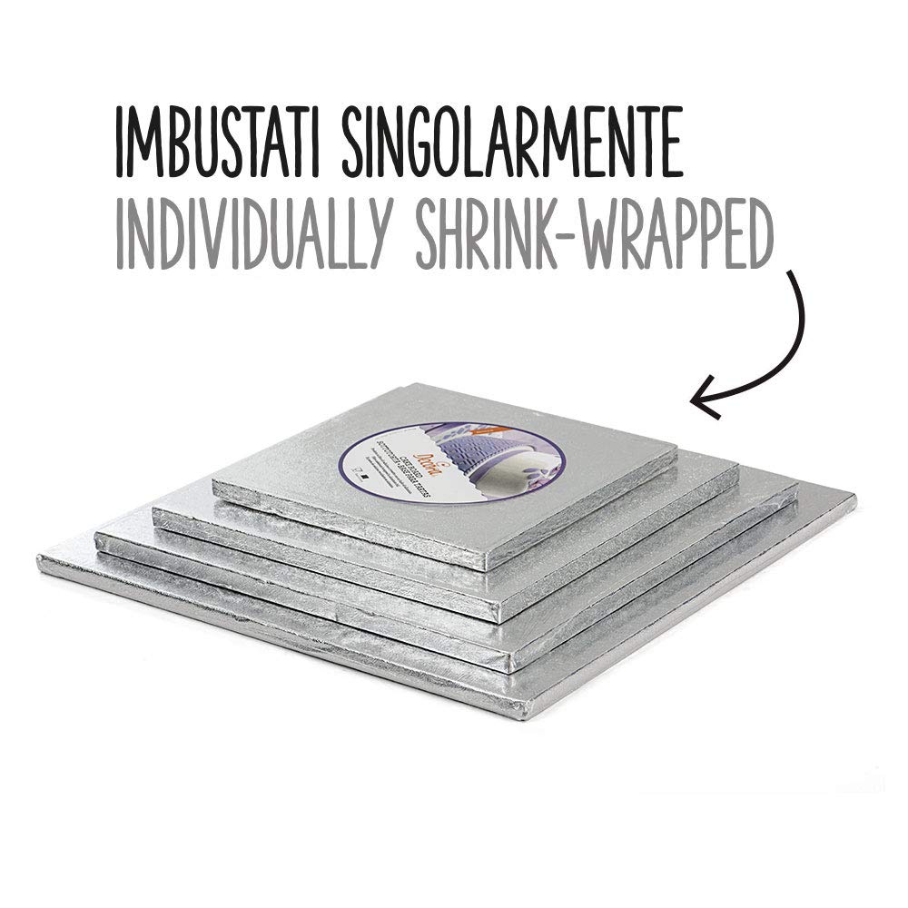Decora Square Cakeboard, 40 x 40 x 1.2 cm, Fiber, Silver