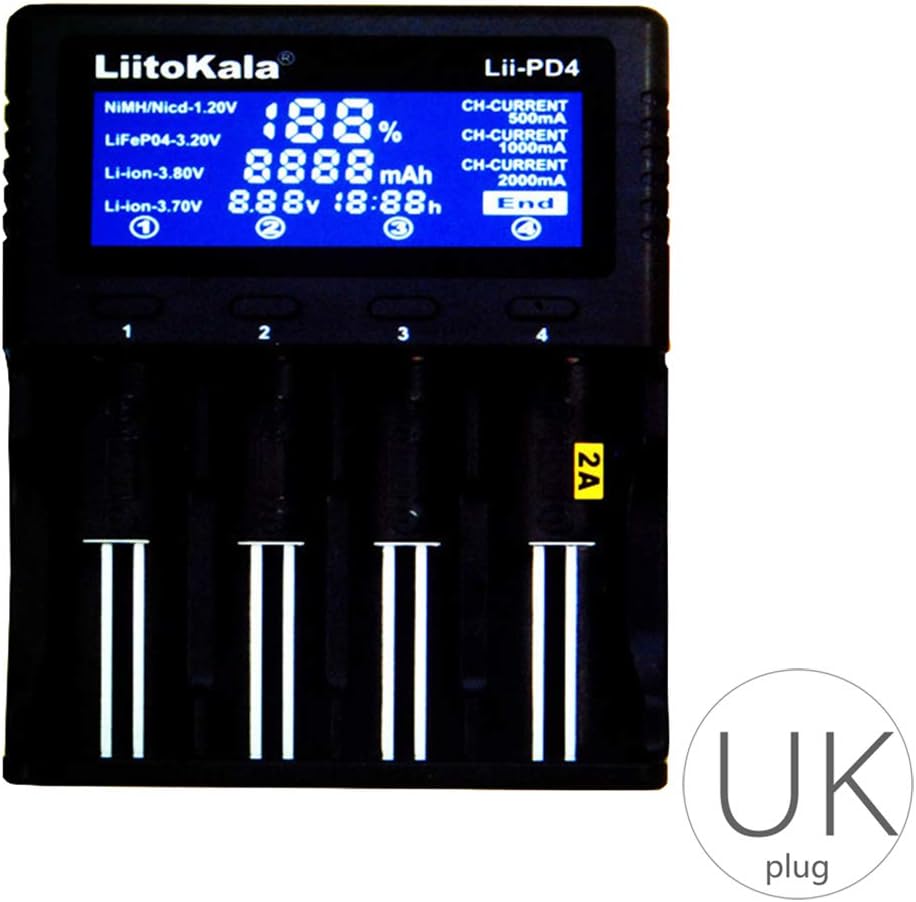 YILONG LiitoKala Lii-PD4 18650 26650 21700 4 Slots LCD Display Portable Travel Rechargeable Batteries Charger