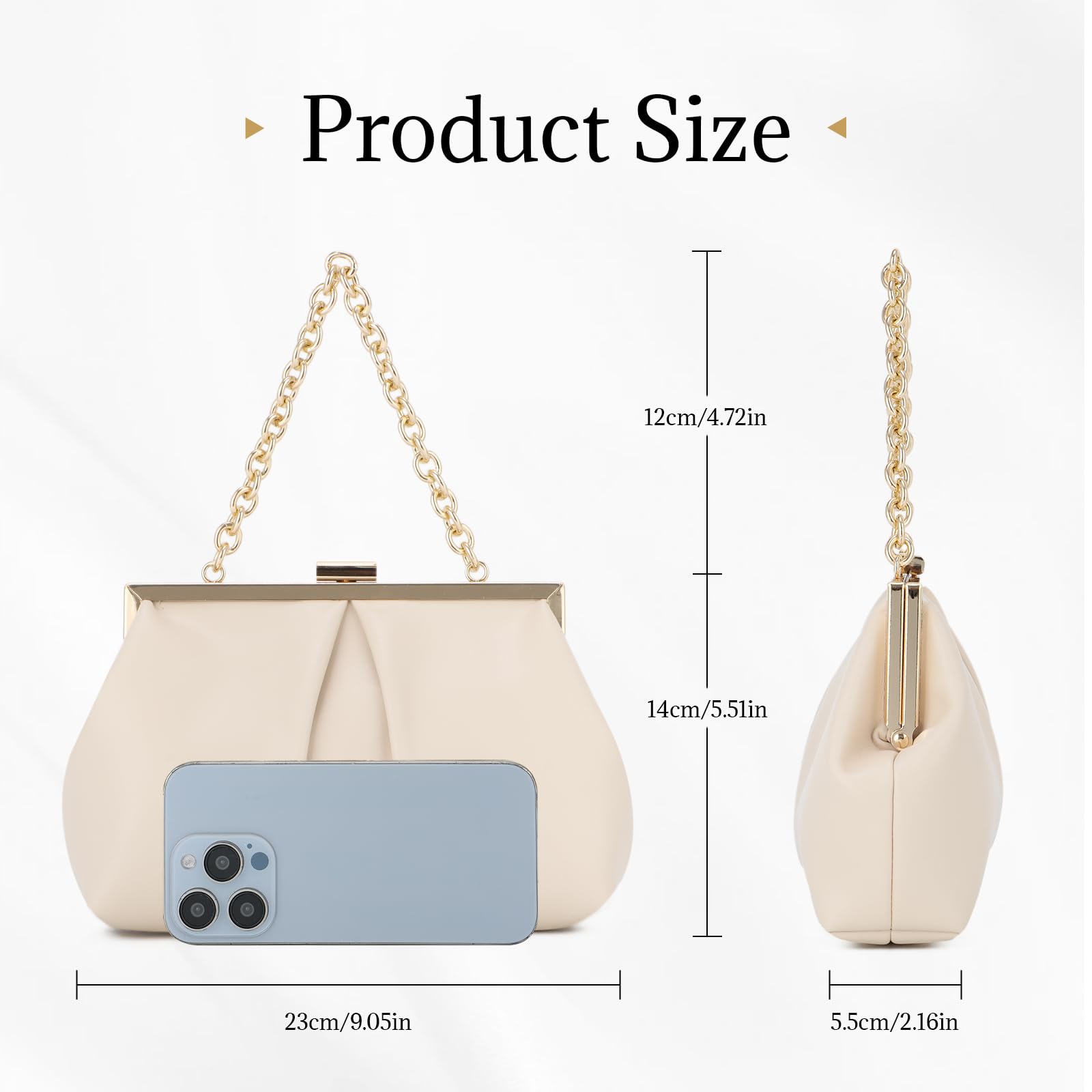 Borsa da sera increspata da donna, pochette plissettata per matrimoni, feste formali