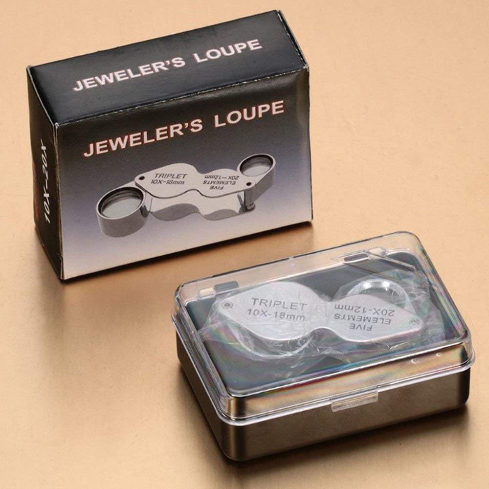 10X 20X leichte Lupe, komfortable Mini-HD-Linse zum Lesen, Silber, 21 x 53 x 18 mm Platte