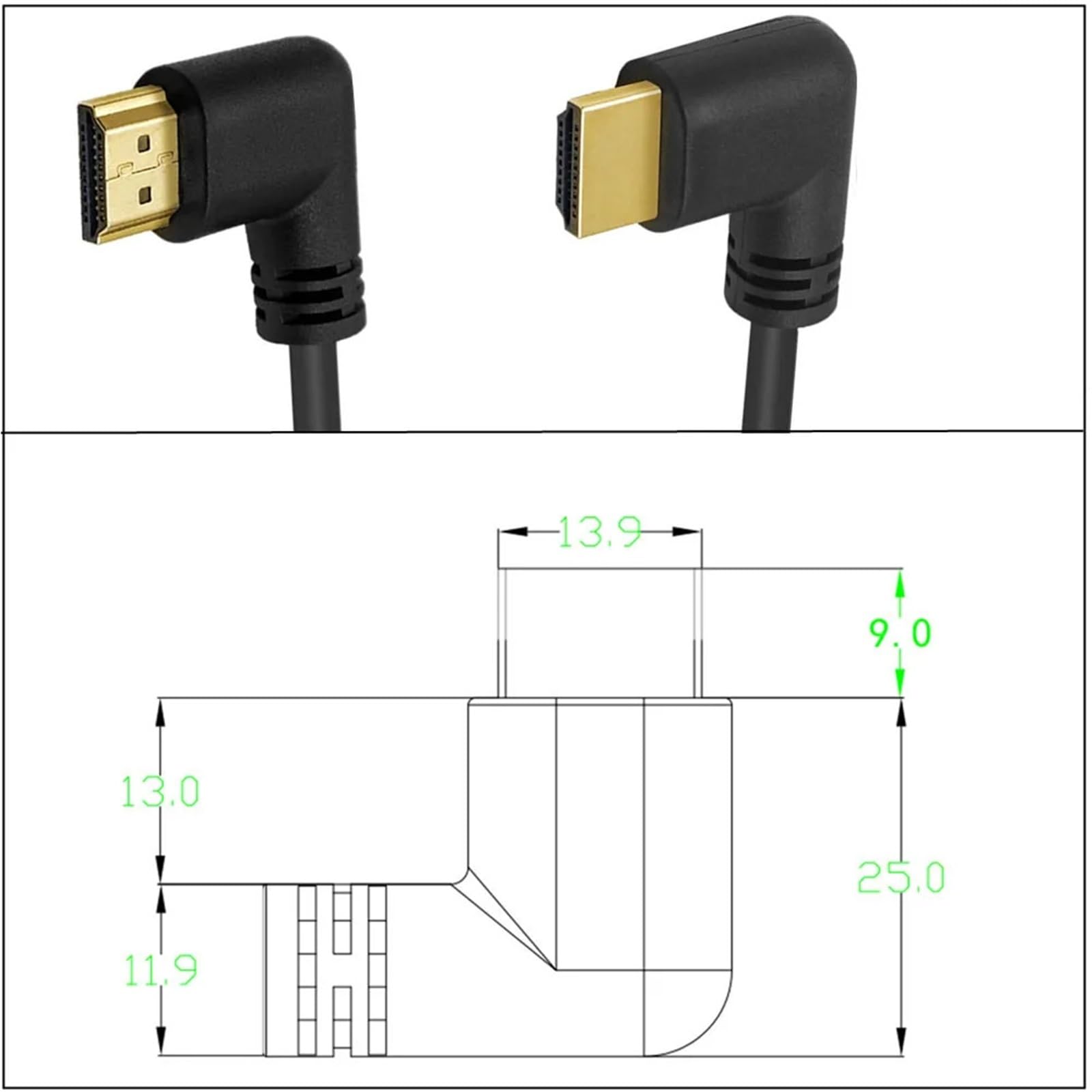 HDTV2.0 4K 3D podwójny kompatybilny z HDMI 90 stopni lewy kąt HDTV męski na prawy kątowy HD męski HDTV kabel do DVD PS3 PC