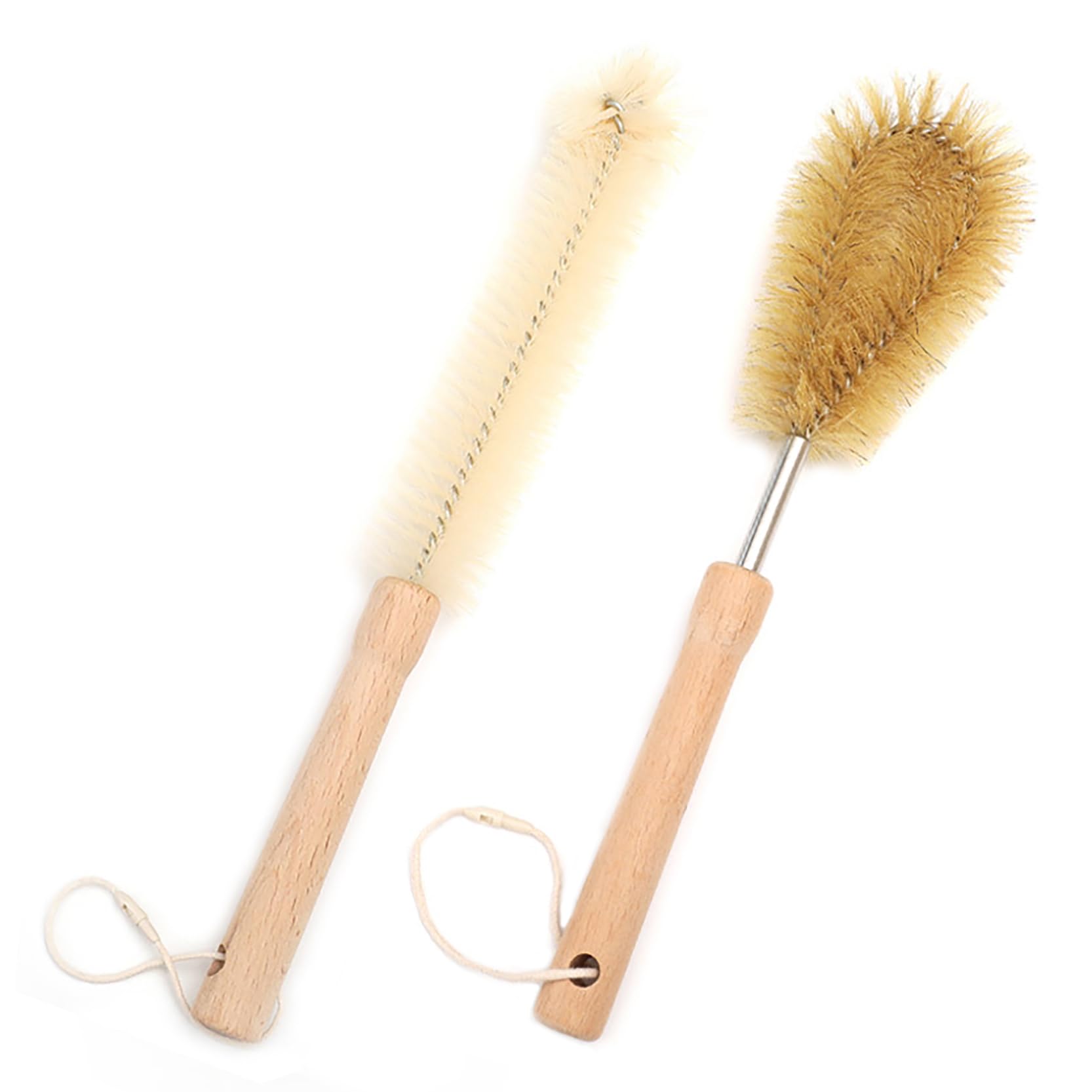 UPTALY 1 pcs 32cm/13'' Nylon Bottle Brush, 1 pcs 30cm/12'' Bristle Kitchen Brush, Wood Handle, Slim Cleaning Brush, with 9 mm Stainless Steel Pole, for Water Jag, Cup, Jar, Sink, Tumbler, Dish, Pan โ image 1