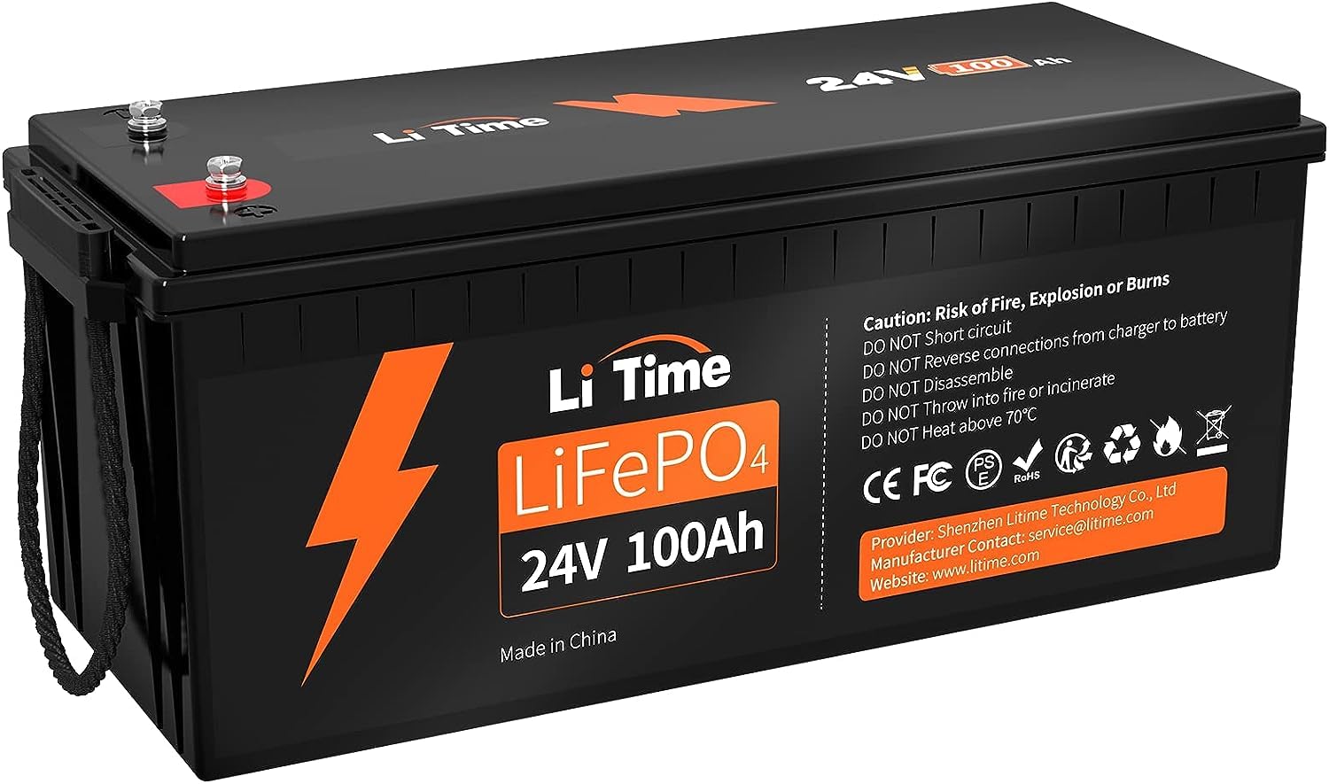 LiTime Batterie Lithium 24V 100Ah Décharge Profonde pour Panneau Solaire