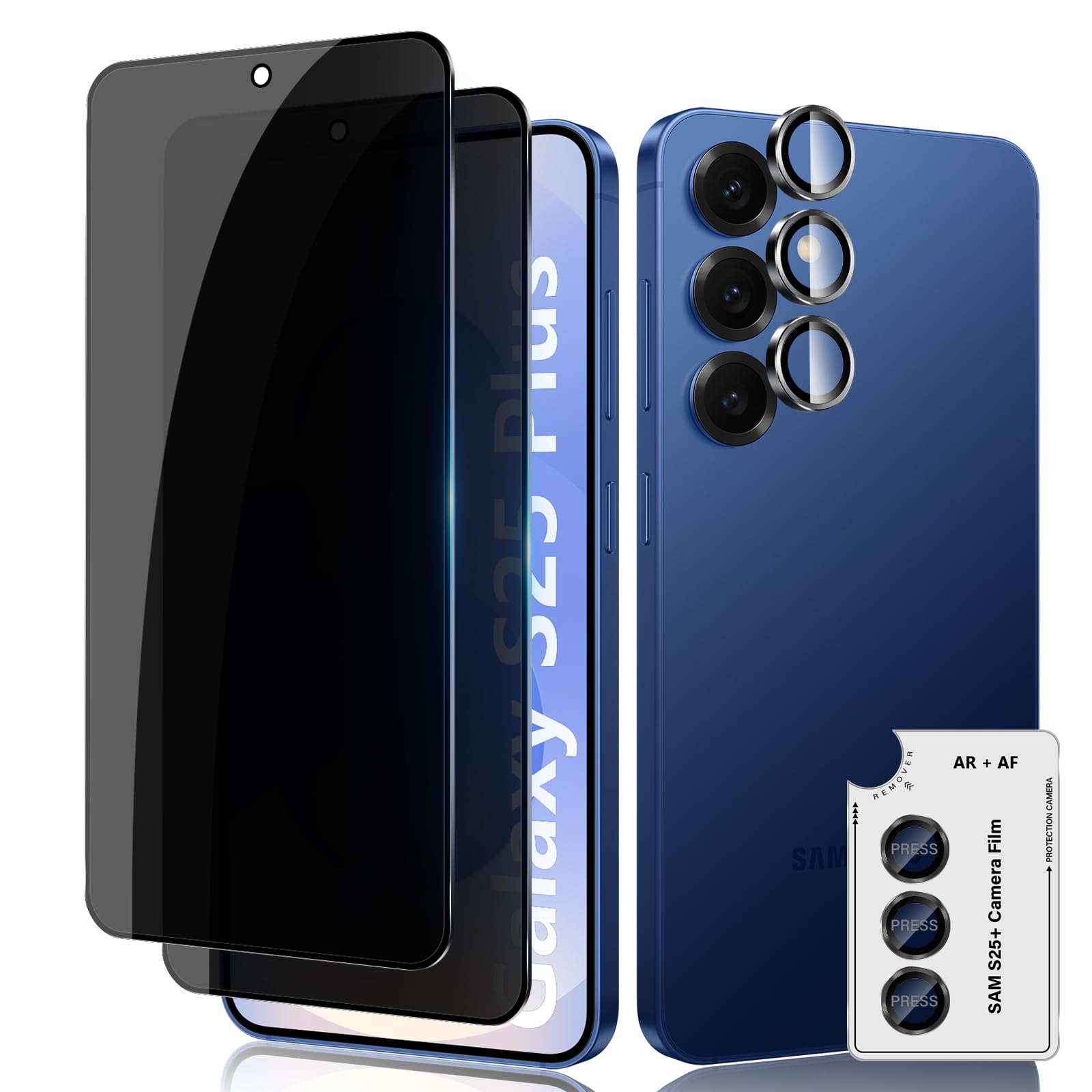 Lutree für Panzerglas für Samsung Galaxy S25 Plus 5G/S25+ 5G Sichtschutz Schutzfolie, 2+1 Stück Anti-Spähen Schutzglas + Kameraschutz Folie, 9H Anti- Kratzer Privacy Anti-Spy Displayschutz