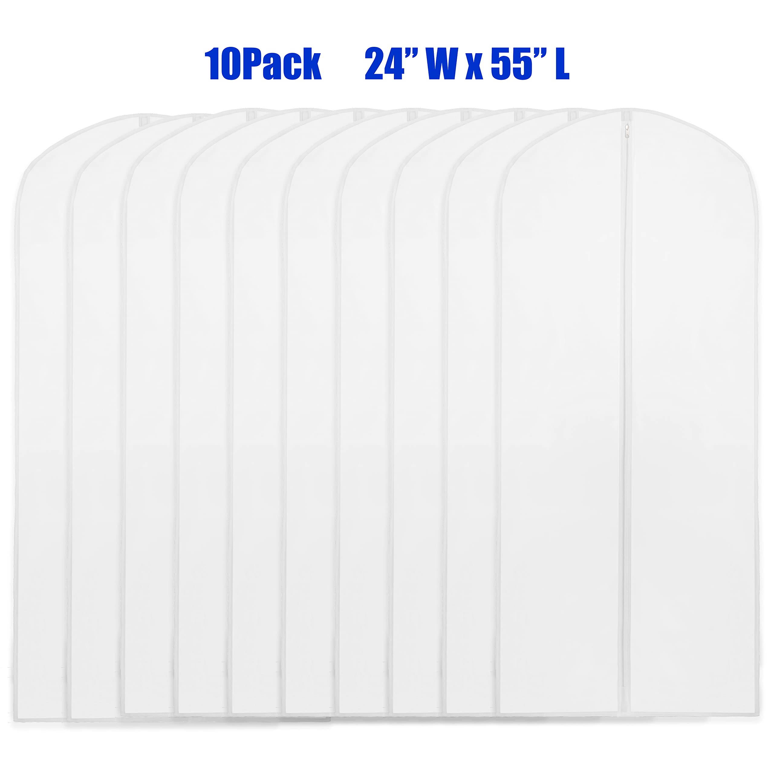 Simple Houseware Paquete de 10 Bolsas de Ropa translúcidas Simplehouseware de 55 Pulgadas con Cremallera para Trajes, Vestidos, Disfraces y Uniformes
