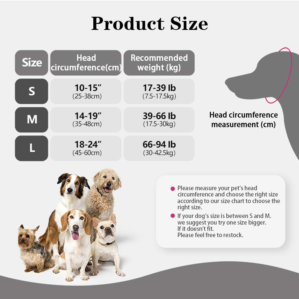 Paraorecchie Cane Scudi Confortevoli Anti Ansia Sollievo dal Rumore Snoods con Nastro Autoadesivo Regolabile per Cani(Grigio/L)