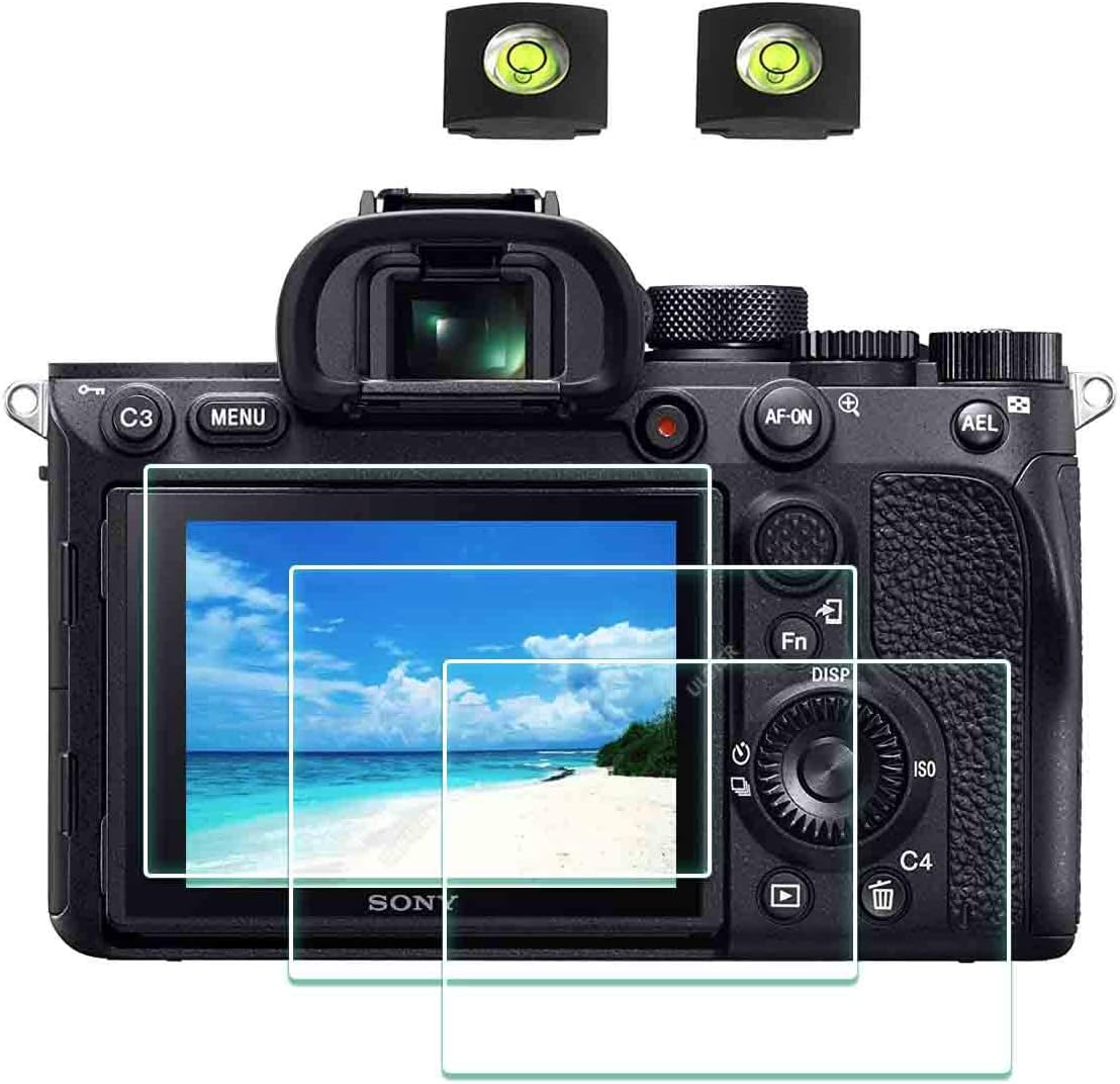 Screen Protector for Sony alpha a7II A7III A7 III A7 II A7R IV A7R III A7R II & Hot Shoe Cover [3+2Pack] 0.3mm 9H Hardness Tempered Glass Cover Anti-Scrach Anti-Fingerprint Anti-Bubble