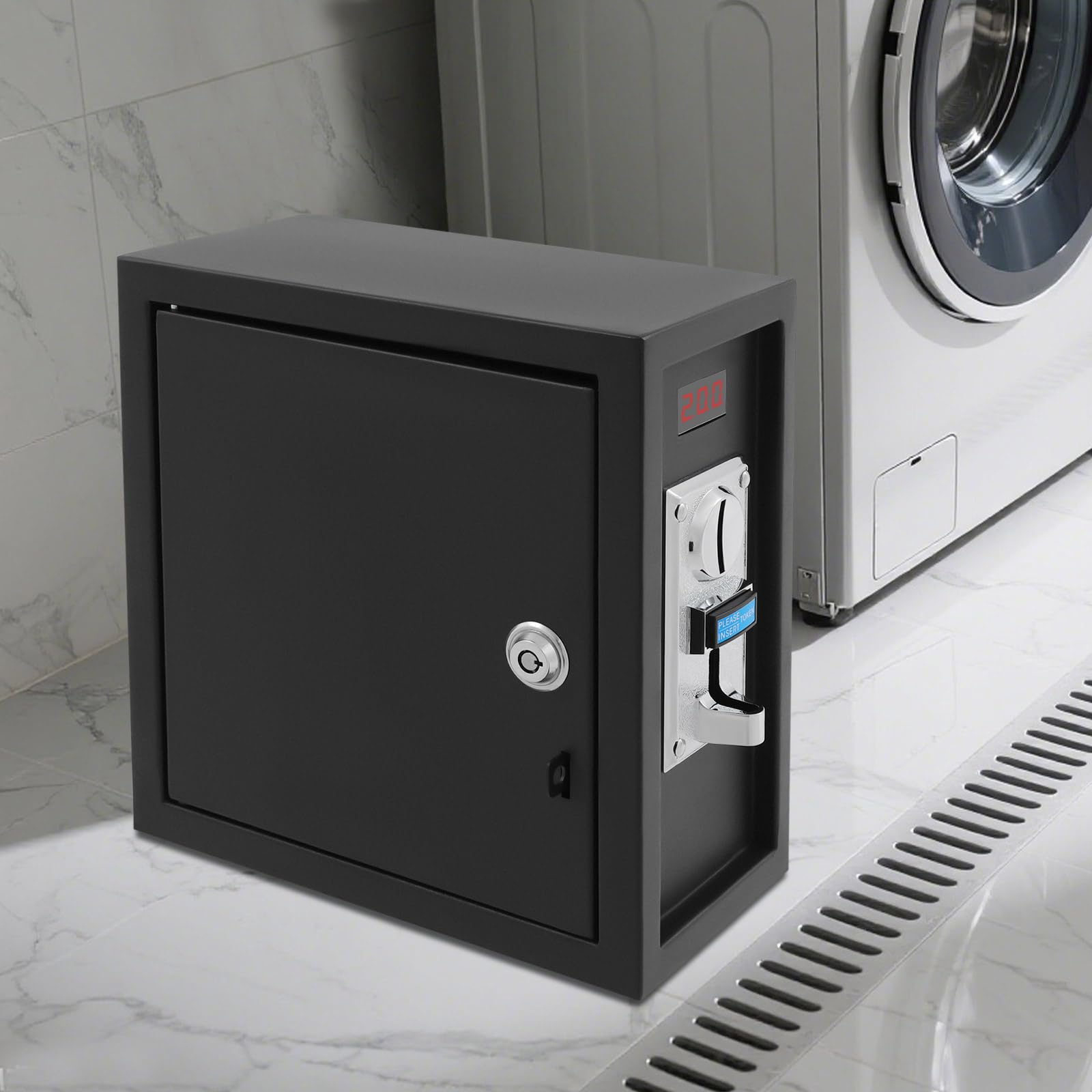 Münzautomat Zeitschaltuhr 220 V 1250 W, Timer Steuerbox mit LED Anzeige für Waschmaschine Massagesessel, Münzgerät 30 A für Spielautomaten, Metall Münzbox mit Zeitakkumulation