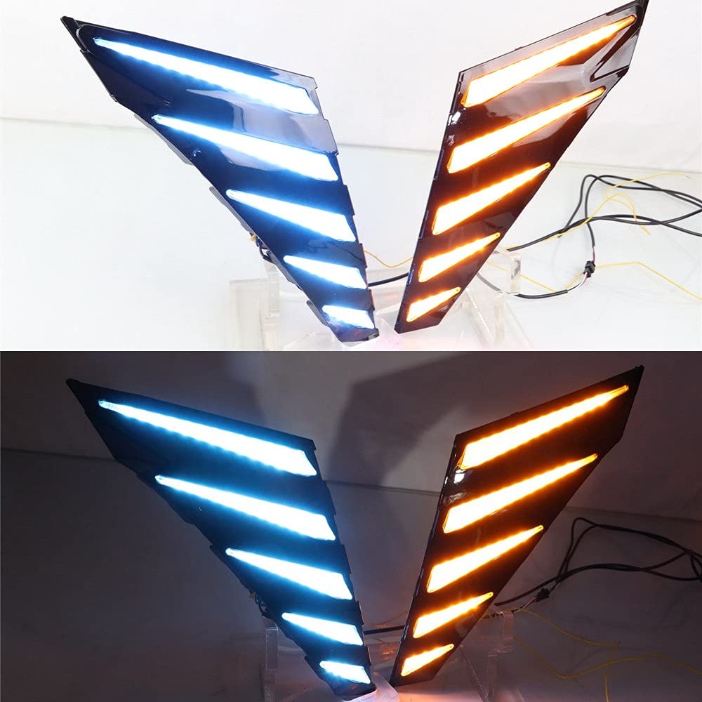 Luce di marcia diurna a LED per Elantra 2021+, 6000K Scansione paraurti anteriore bianca DRL + Indicatori di direzione gialli streamer + DRL notte blu ghiaccio