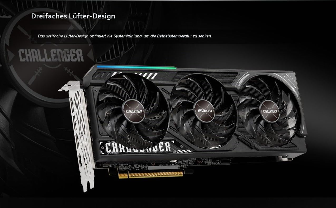 ASRock Radeon RX 9070 XT Challenger 16 GB OC-Grafikkarte, AMD RDNA