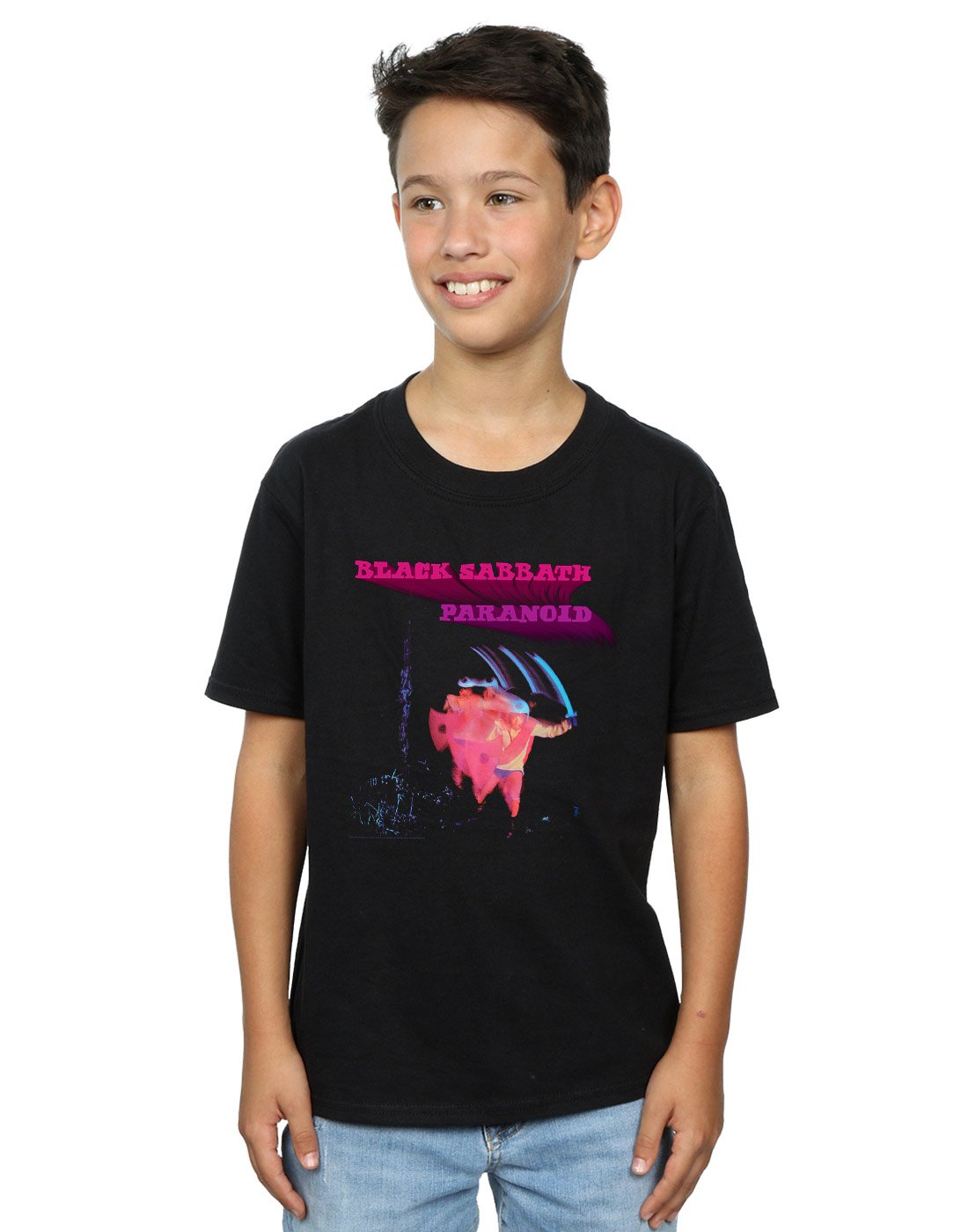 Absolute Cult Black Sabbath Boys Paranoid Album Cover T-Shirt Black 7-8 Years