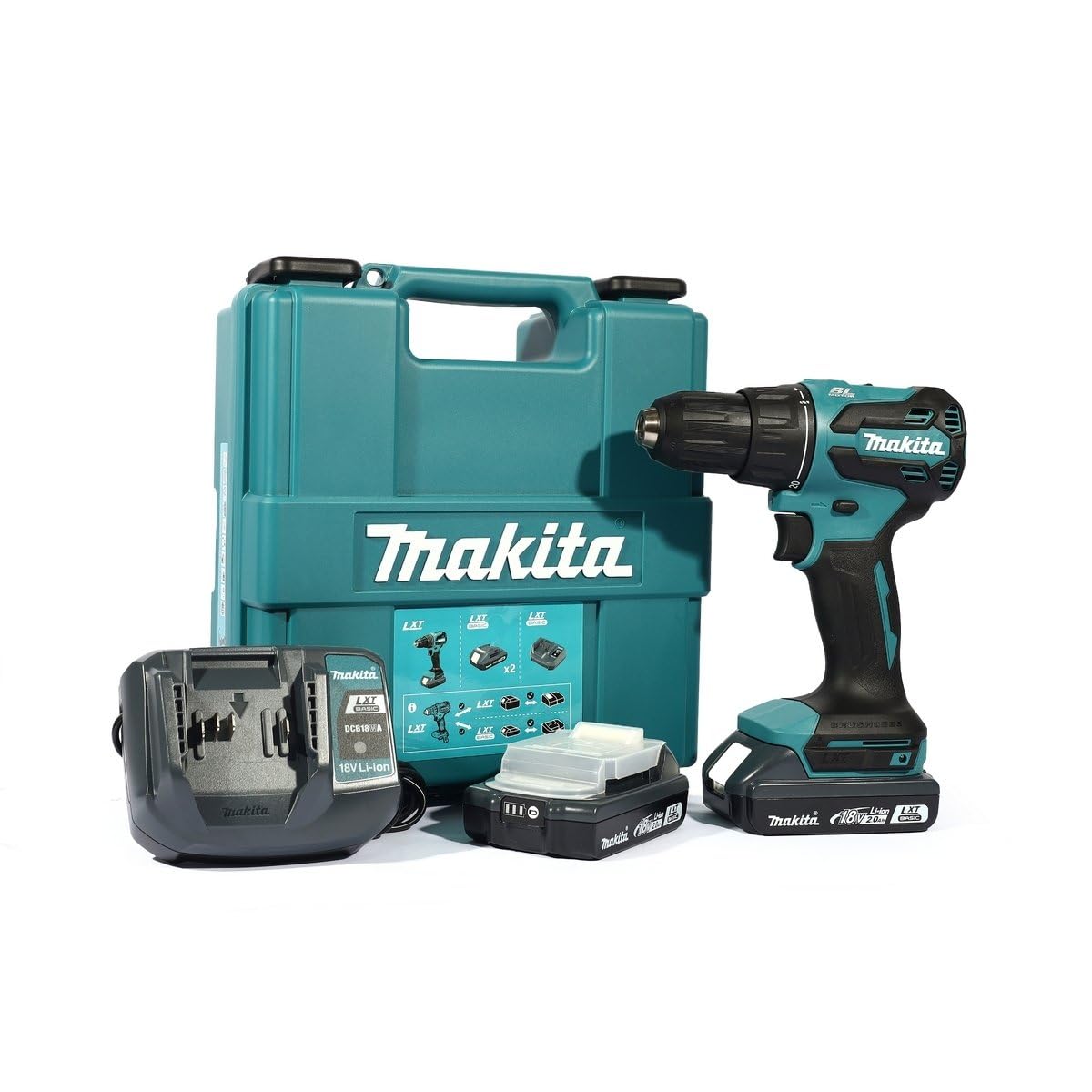 MAKITA DDF490WVE - Taladro atornillador 18V 65Nm. Incluye Taladro, 2 baterias de 2Ah, cargador y maletín