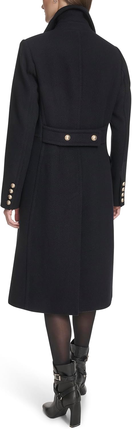 Kenneth Cole Women's Chevron Textured Twill Wool With Notched Lapels & Fashion Military Style Hardware - Image 4