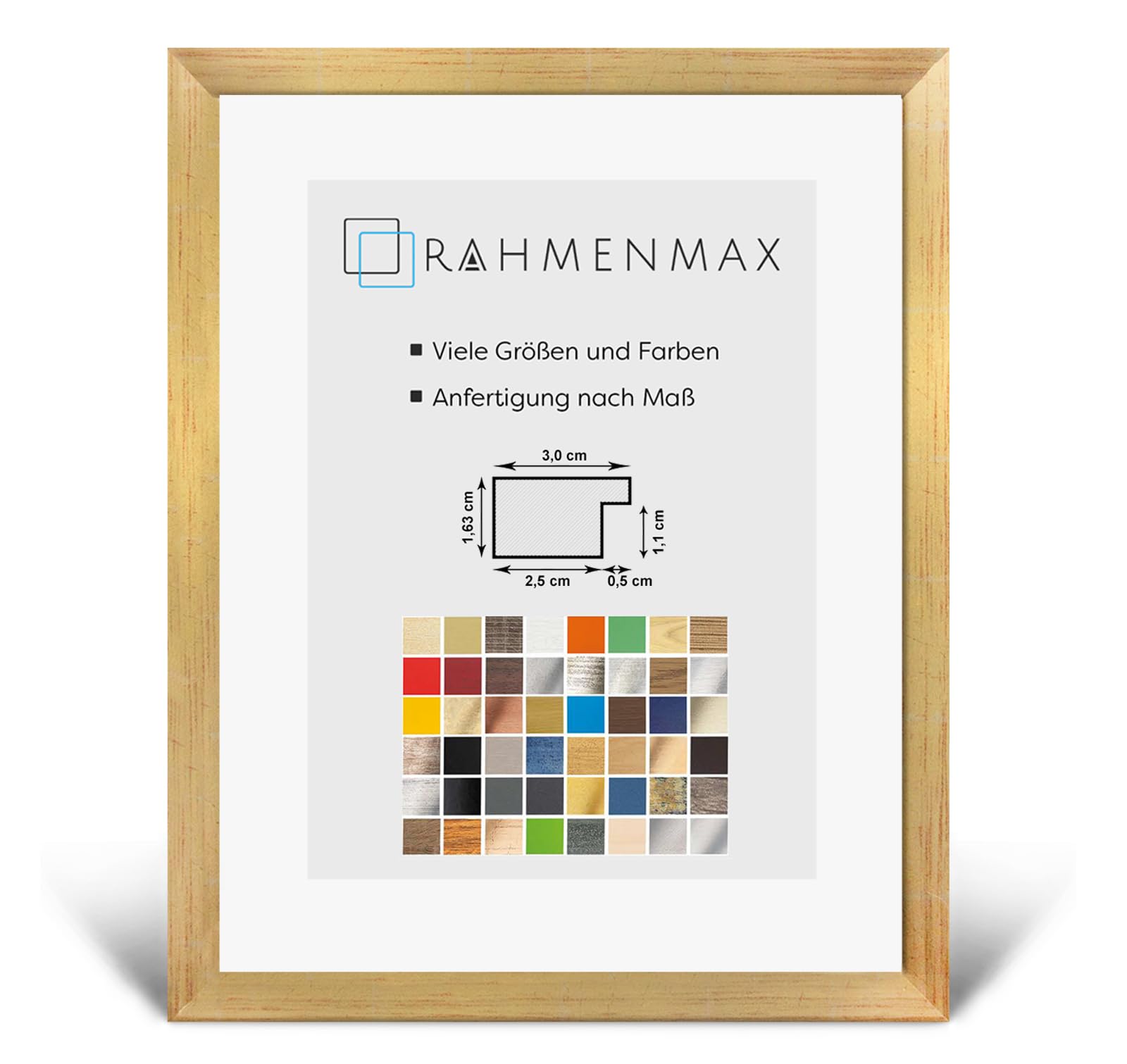 Cadre photo 67 x 90 cm sans reflet or brillant pour éliminer l'effet miroir